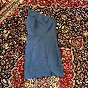 Amsale One-Shoulder Navy Bridesmaid Dress